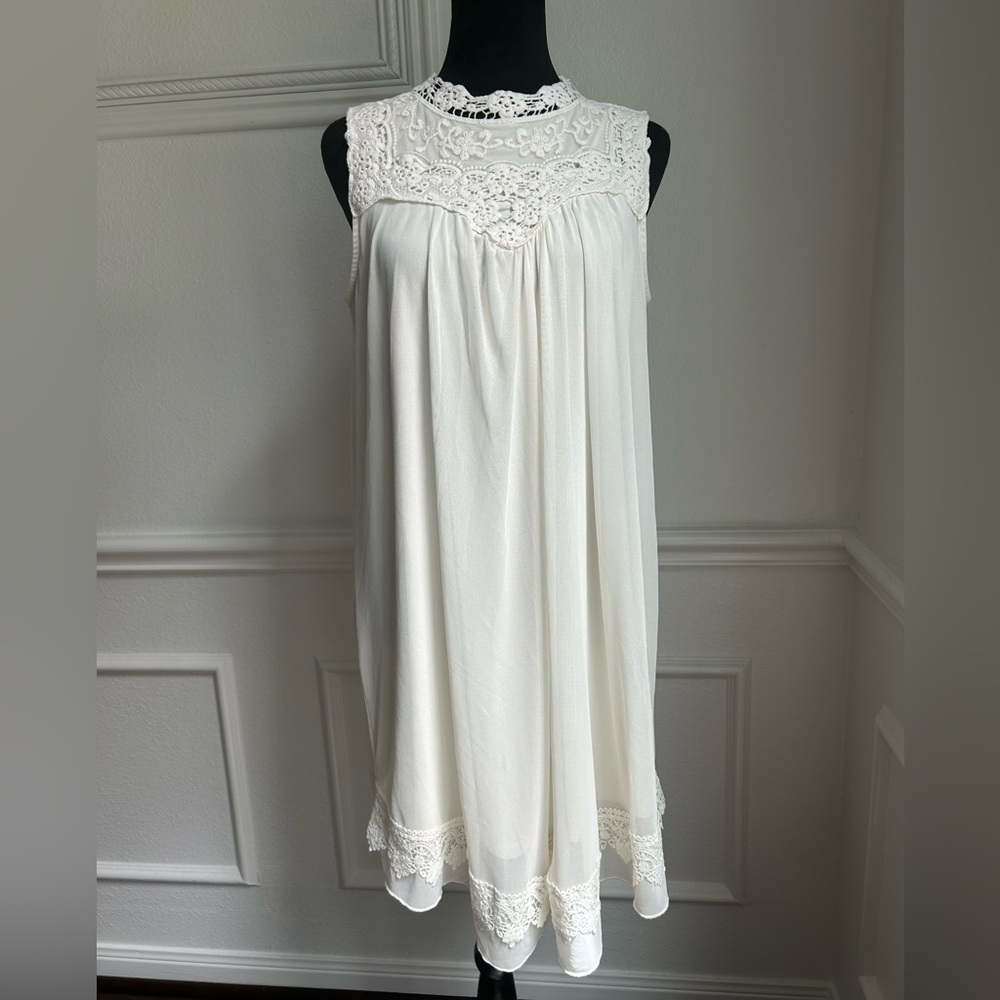 Altar’d State White Cream Lace Trim Dress, Size M